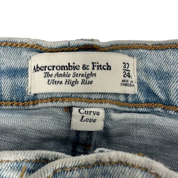 Abercrombie Curve Love Ankle Straight Ultra High Rise Size 37 24L Light Wash - Picture 7 of 10
